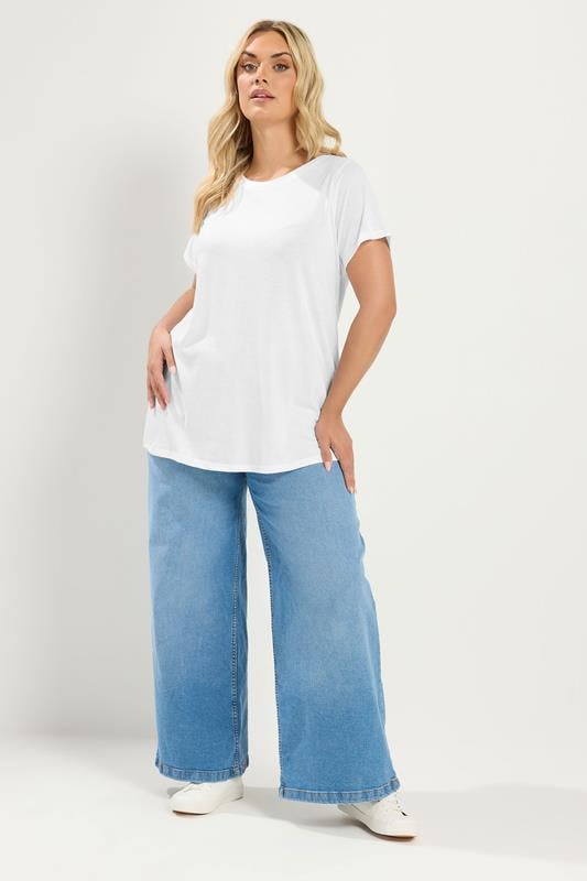 YOURS Plus Size White Basic T-Shirt | Yours Clothing 1