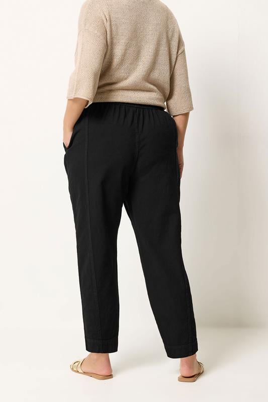 YOURS Plus Size Black  Cool Cotton Barrel Leg Trousers | Yours Clothing 2