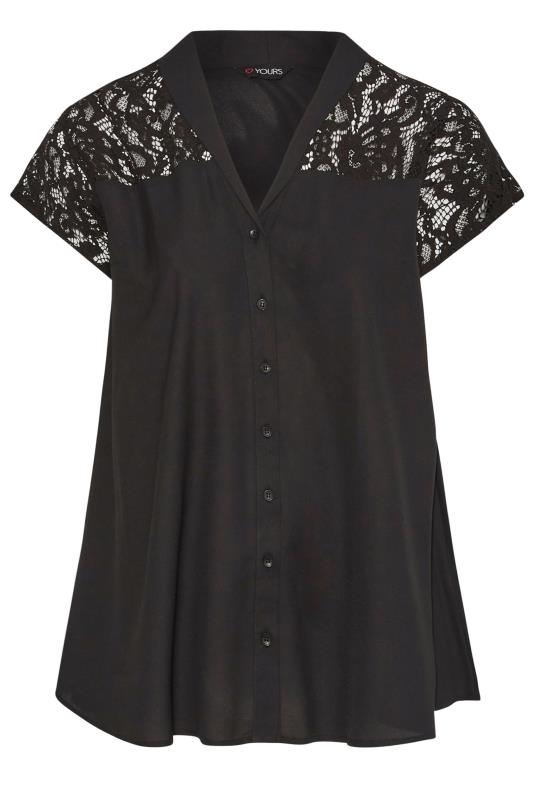 LIMITED COLLECTION Plus Size Black Lace Insert Blouse | Yours Clothing 6