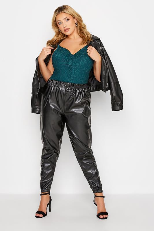 Plus Size LIMITED COLLECTION Black Faux Leather Joggers | Yours Clothing 2