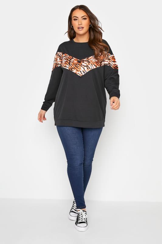 Curve Black Animal Print Sweatshirt 2