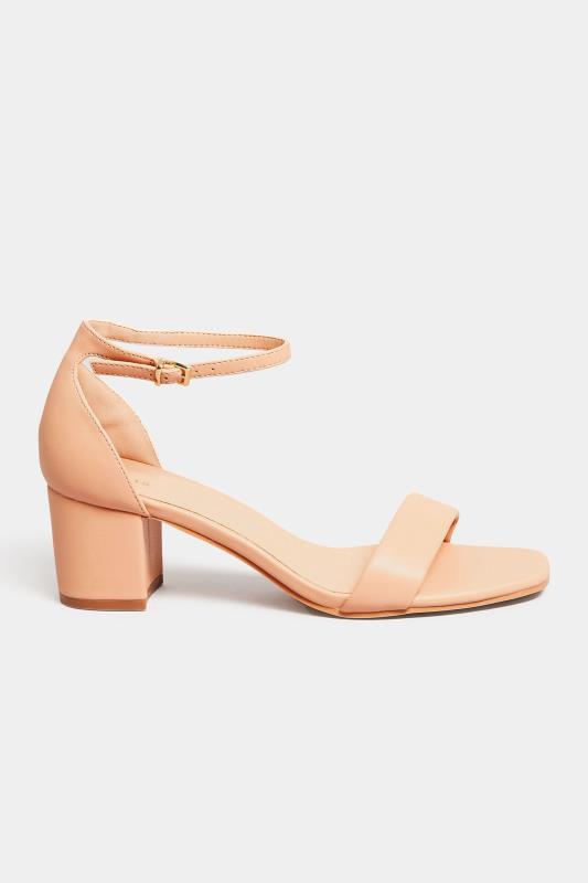 LTS Nude Faux Leather Block Heel Sandals In Standard Fit | Long Tall Sally 3