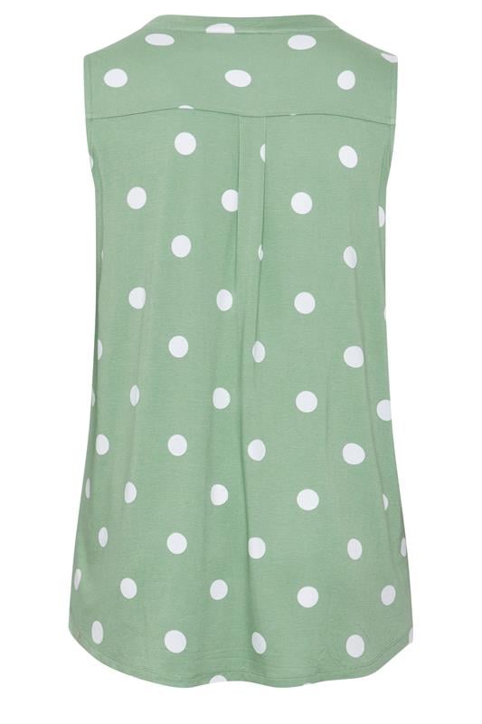 YOURS Plus Size Green Polka Dot Sleeveless Swing Blouse | Yours Clothing 6