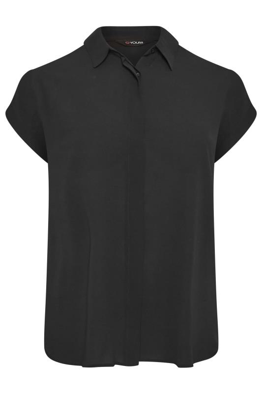 YOURS Curve Plus Size Black Collared Shirt | Yours Clothing  6