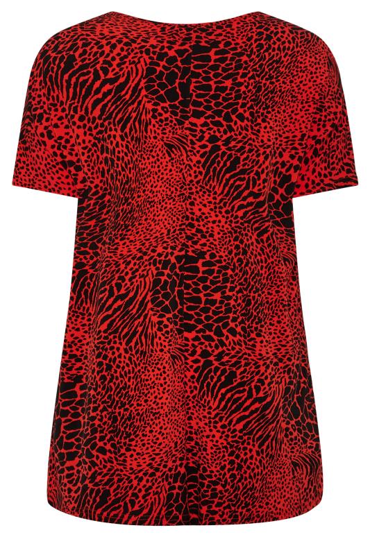 YOURS Plus Size Red Animal Print Top | Yours Clothing 7