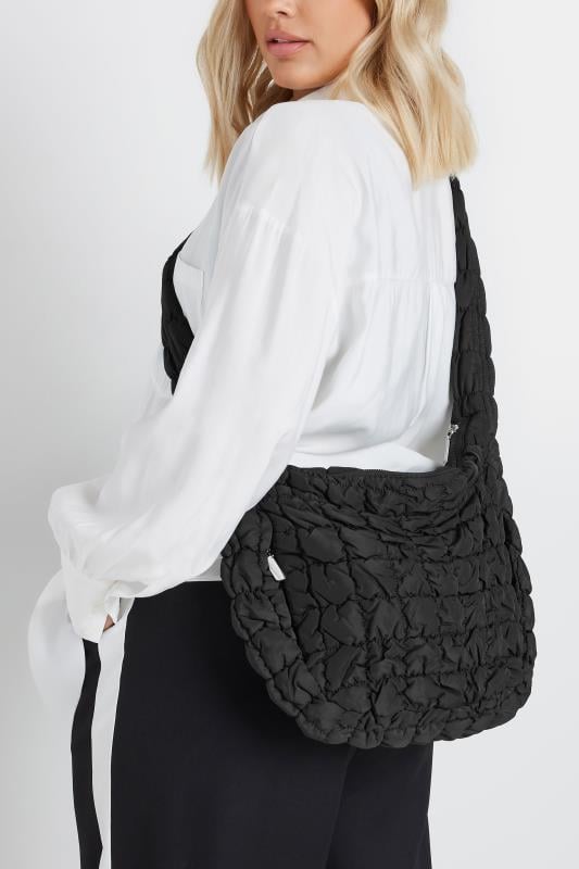  Black Padded Quilted Cross Body Bag