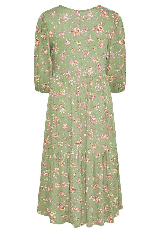 BUMP IT UP MATERNITY Curve Green Floral Print Tiered Wrap Dress 7