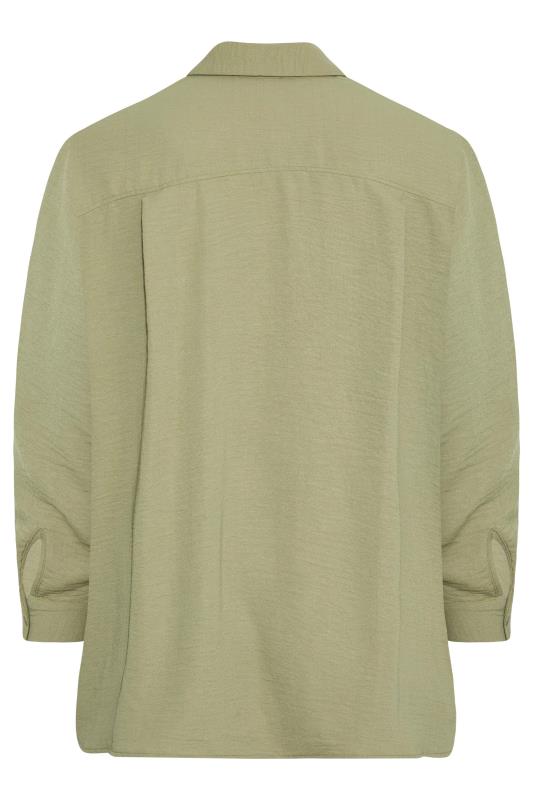 YOURS LONDON Plus Size Khaki Green Oversized Satin Shirt | Yours Clothing 7