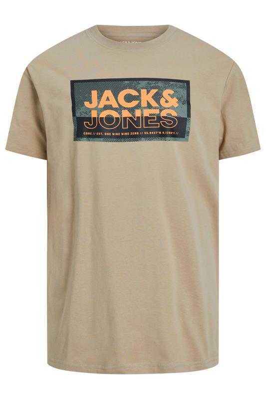 JACK & JONES Big & Tall Brown Square Chest Logo T-Shirt | BadRhino 2