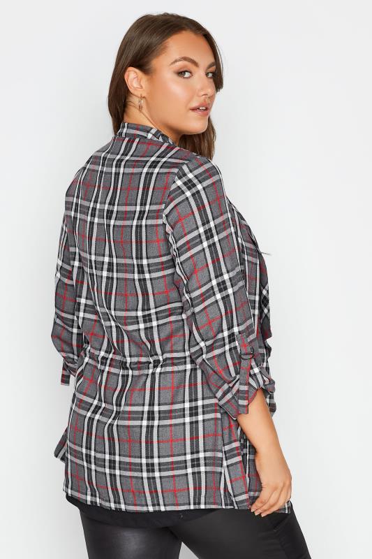 Plus Size Grey Checked Waterfall Jacket | Yours Clothing  3