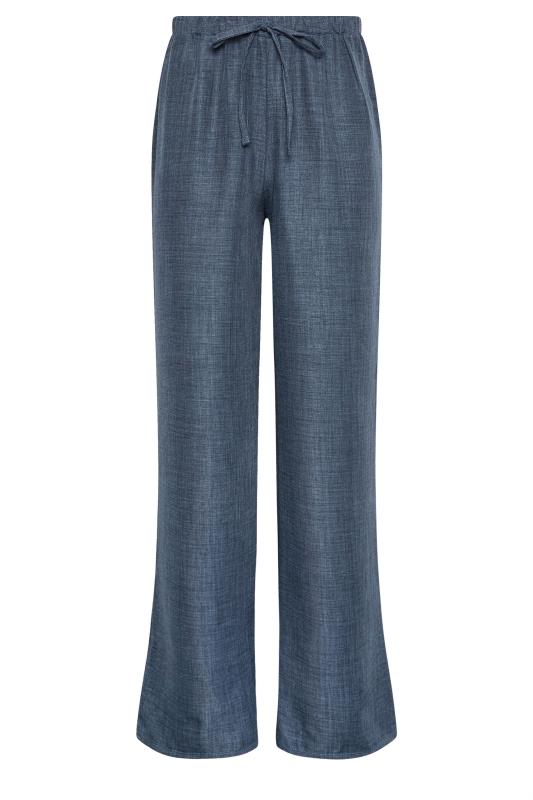 LTS Tall Women's Navy Blue Textured Wide Leg Trousers | Long Tall Sally 5