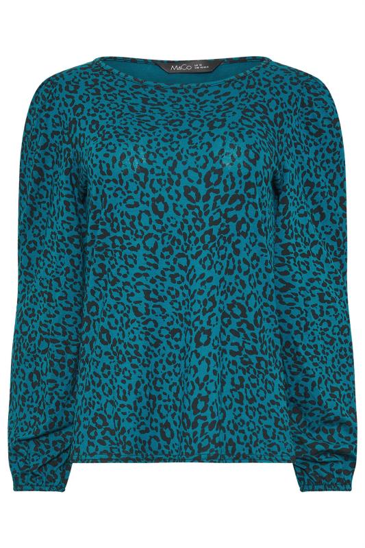 M&Co Teal Blue Leopard Print Top | M&Co 5