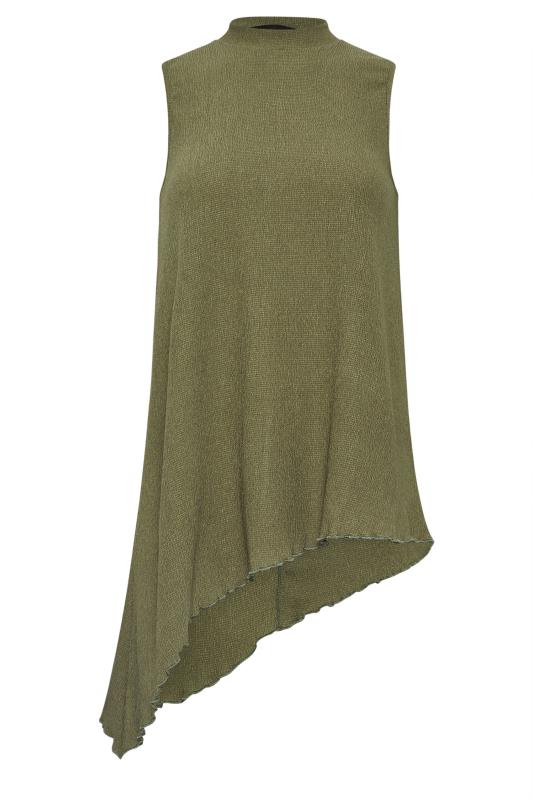 LTS Tall Women's Khaki Green Textured Asymmetric Top | Long Tall Sally 5