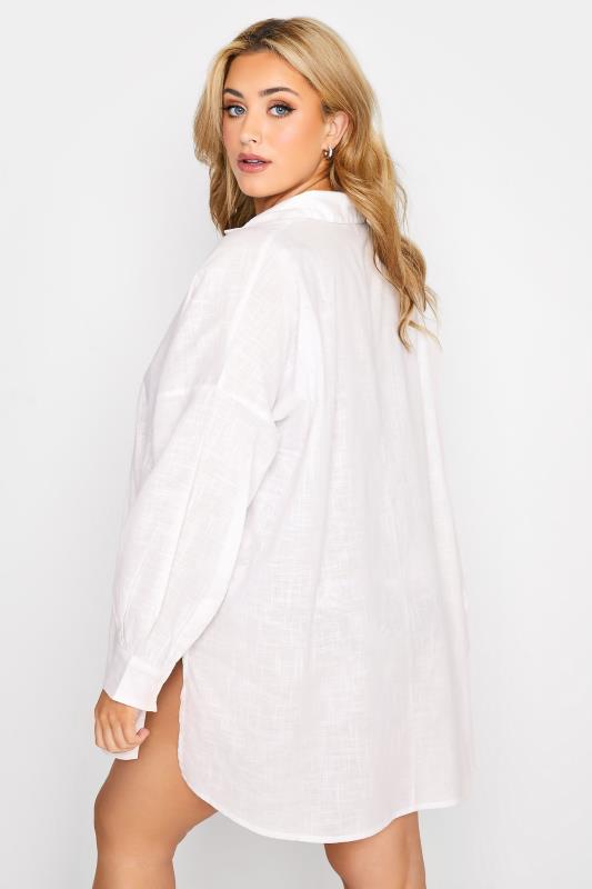 Plus Size White Oversized Beach Shirt | Yours Clothing 3