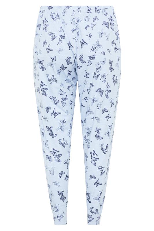 Plus Size Blue Butterfly Print Cuffed Pyjama Bottoms | Yours Clothing  6