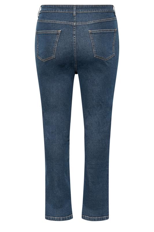 Plus Size Blue Side Split Straight Leg Jeans | Yours Clothing 7