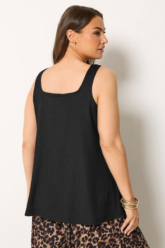 YOURS Plus Size Black Crinkle Vest Top | Yours Clothing 2