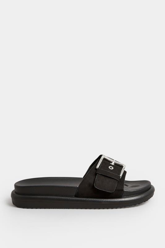 Black Buckle Strap Mule Sandals In Wide E Fit & Extra Wide EEE Fit | Yours Clothing 3