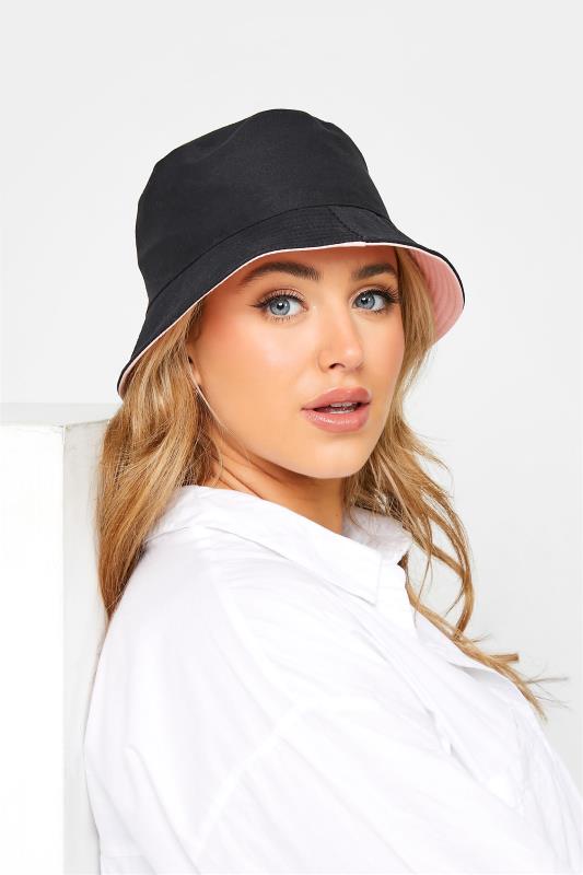 Plus Size Pink & Black Reversible Bucket Hat | Yours Clothing 3