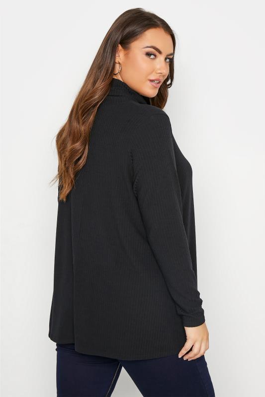 Curve Black Ribbed Roll Neck Top 3