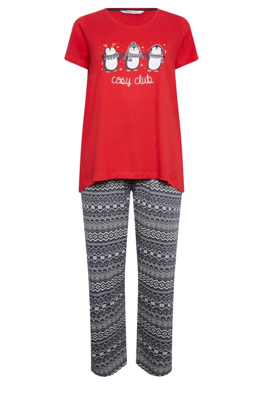 YOURS Plus Size Red 'Cosy Club' Slogan Pyjama Set | Yours Clothing 6