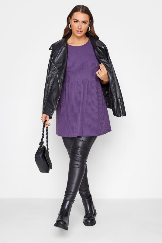 LIMITED COLLECTION Curve Purple Ribbed Smock Top 2