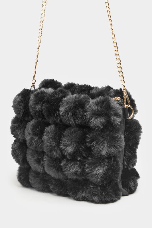 Black Faux Fur Clutch Bag 1