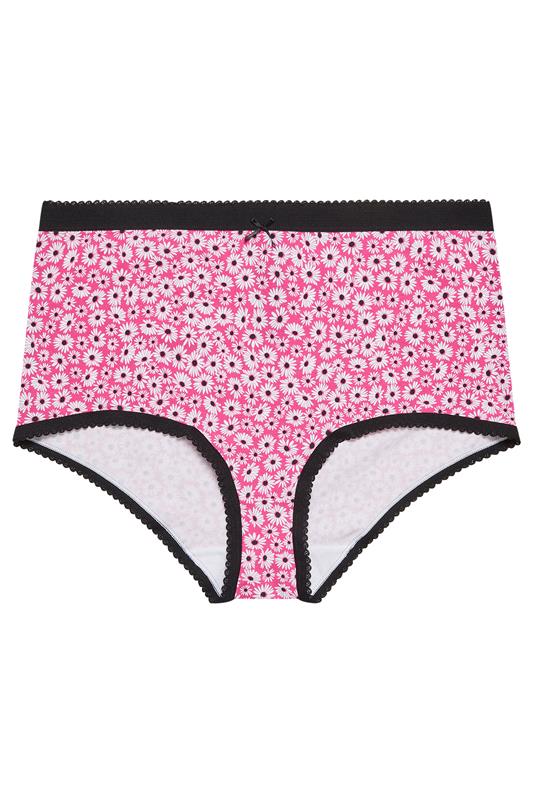 YOURSET 5 PACK Plus Size Pink Diasy Print Full Briefs | Yours Clothing 7