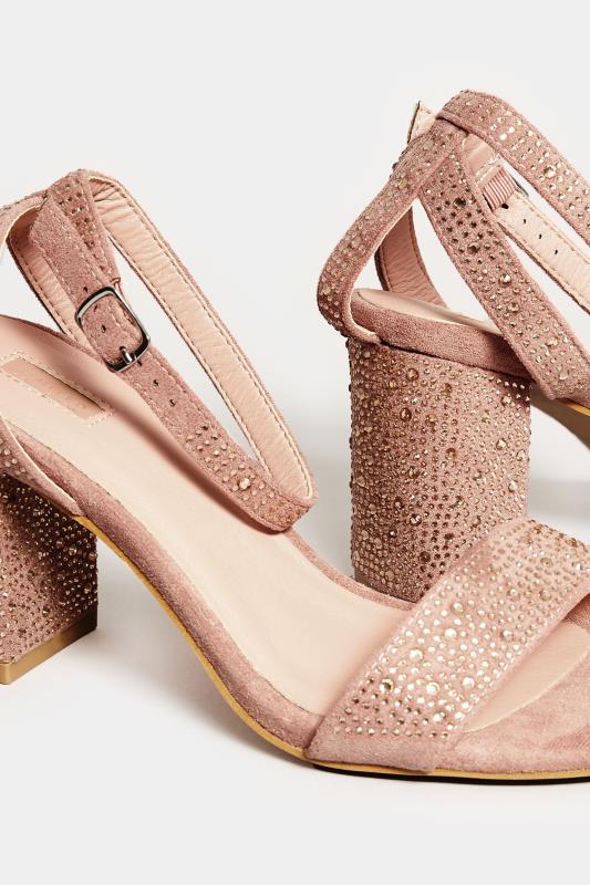 LIMITED COLLECTION Pink Faux Suede Diamante Embellished Heels In Wide E Fit & Extra Wide EEE Fit 5