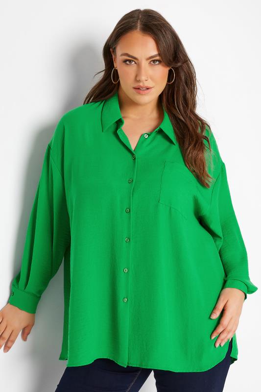 Plus Size  YOURS LONDON Curve Green Oversized Shirt