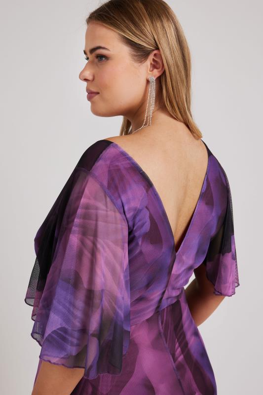 YOURS LONDON Curve Purple Abstract Print Wrap Maxi Dress | Yours Clothing 4