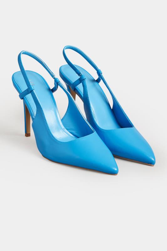LTS Blue Sling Back Heel Court Shoes  in Standard Fit | Long Tall Sally 2