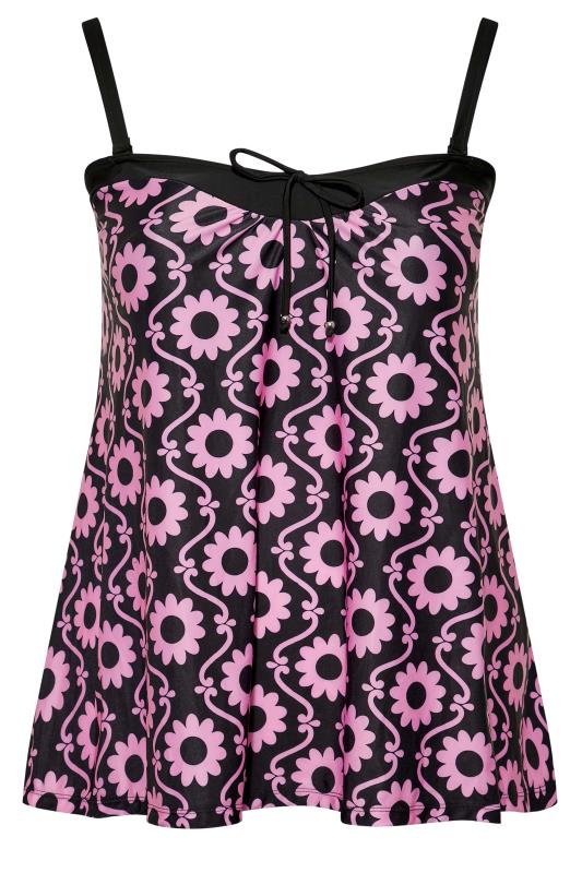 Plus Size Black Daisy Print A-Line Tankini | Yours Clothing 6