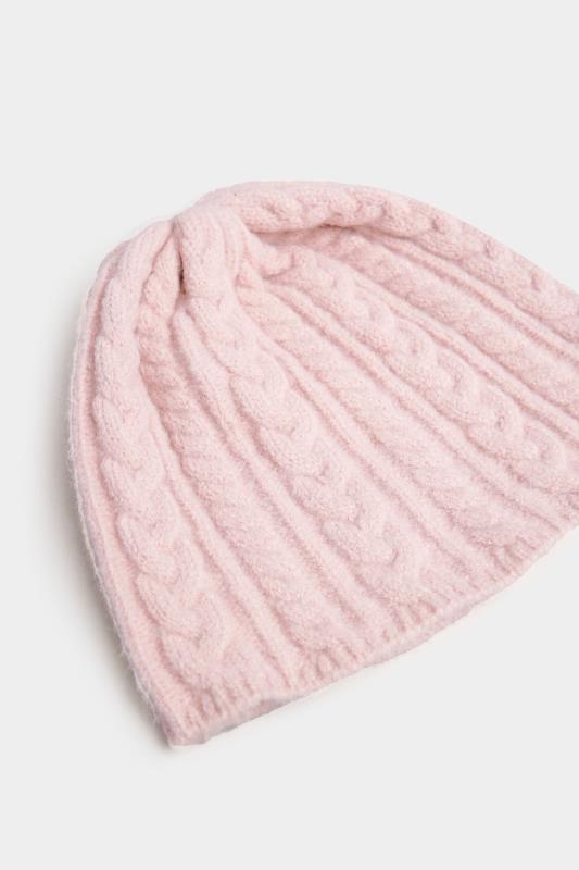 Plus Size Pink Cable Beanie Hat | Yours Clothing 3