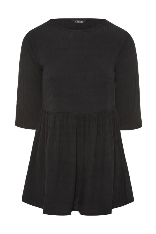 LIMITED COLLECTION Black Ribbed Smock Top_F.jpg