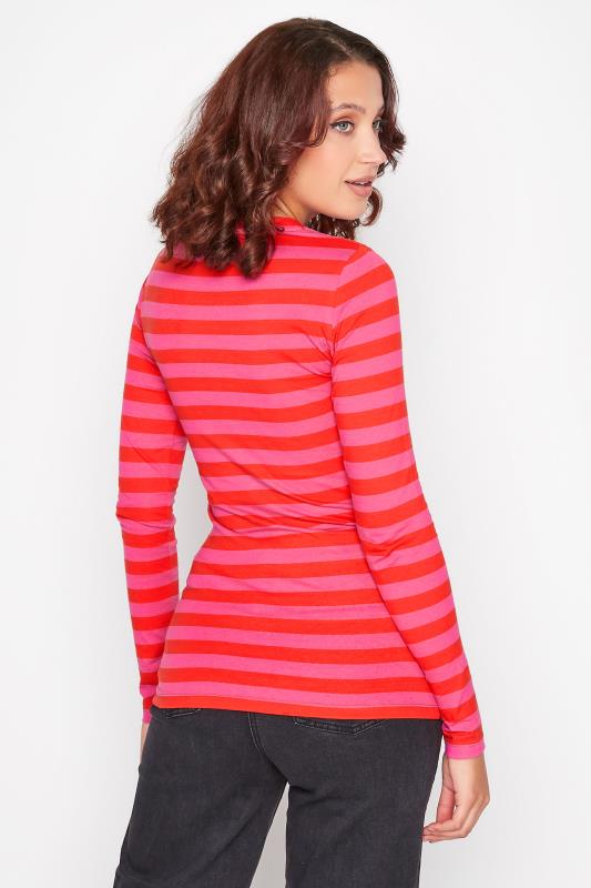 LTS Tall Red & Pink Stripe Long Sleeve T-Shirt 4