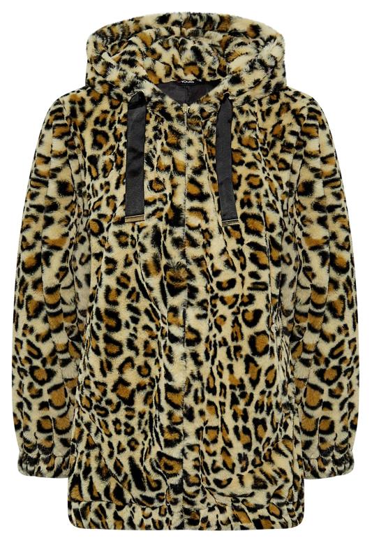 Plus Size Brown Leopard Print Faux Fur Jacket | Yours Clothing 6