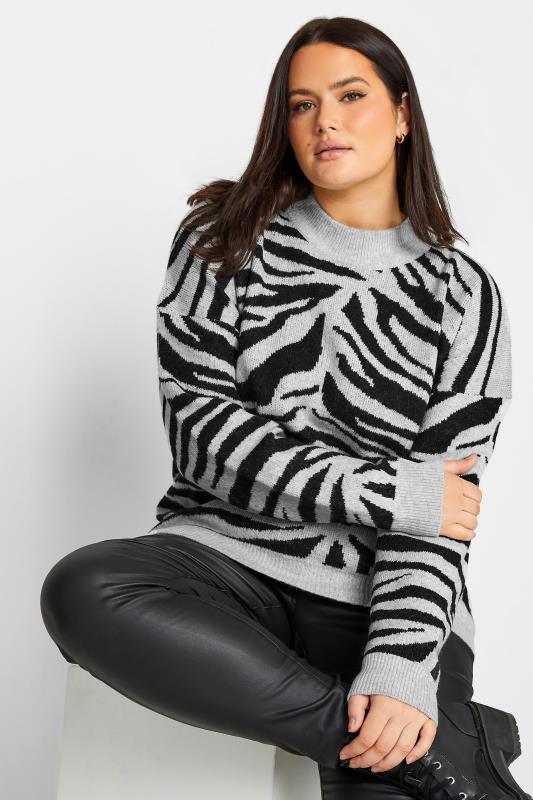 LTS Tall Women's Grey Zebra Print Knit Jumper | Long Tall Sally 4