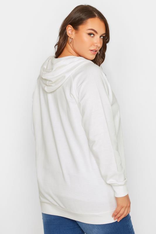 Plus Size White Essential  Zip Through Hoodie | Yours Clothing  3