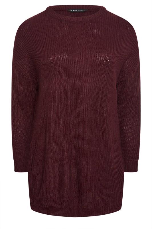 YOURS Plus Size Berry Red Side Zip Knitted Jumper | Yours Clothing 6