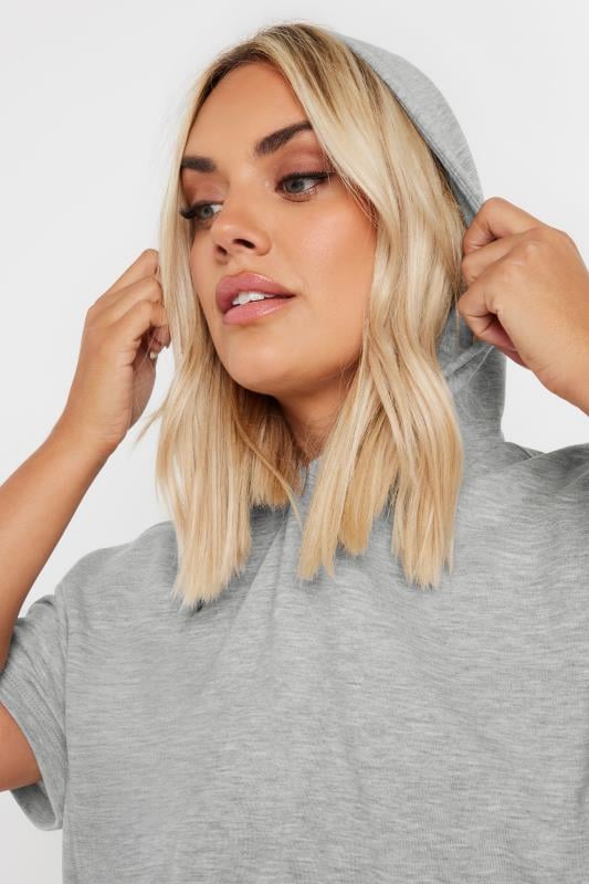 YOURS Plus Size Grey Oversized Short Sleeve Hoodie | Yours Clothing 4