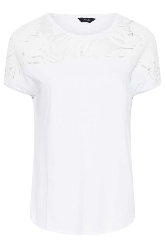 Curve White Floral Mesh Panel T-Shirt 7