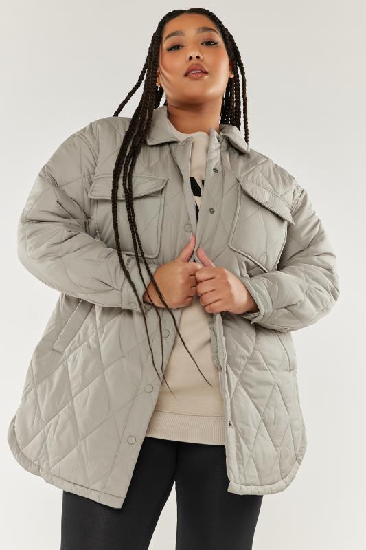  Grande Taille YOURS Curve Grey Quilted Jacket
