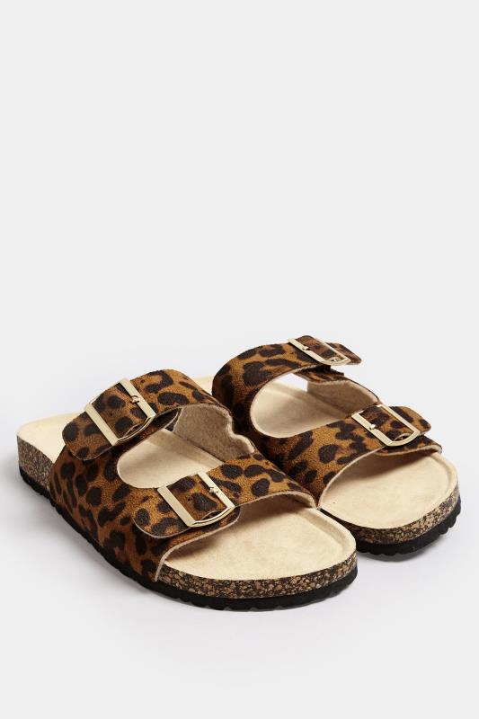 Brown Leopard Print Moulded Footbed Sandals In Extra Wide EEE Fit | Yours Clothing 2