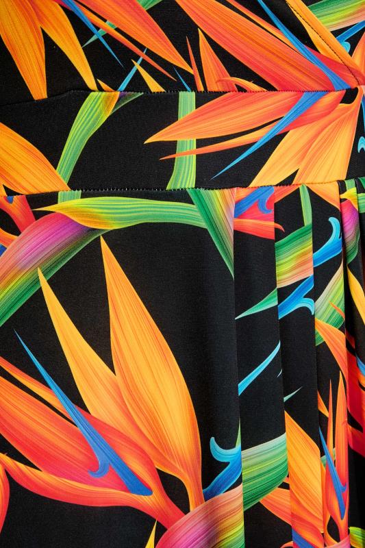 Curve Black Tropical Print Maxi Wrap Dress 5