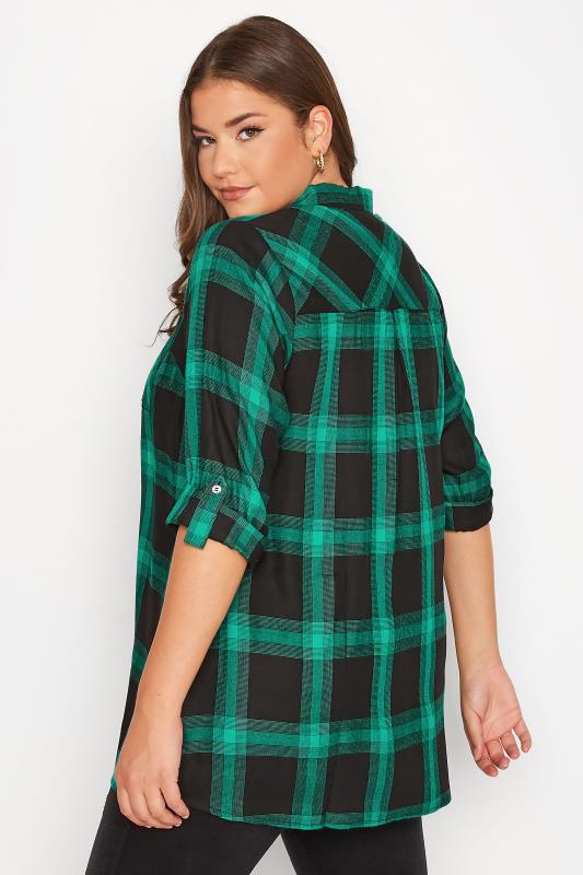 Curve Green & Black Checked Zip Top | Yours Clothing 4