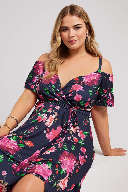 YOURS LONDON Plus Size Navy Blue Floral Maxi Dress | Yours Clothing 1