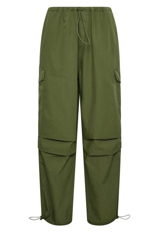 YOURS Curve Plus Size Khaki Green Cargo Parachute Trousers | Yours Clothing  5
