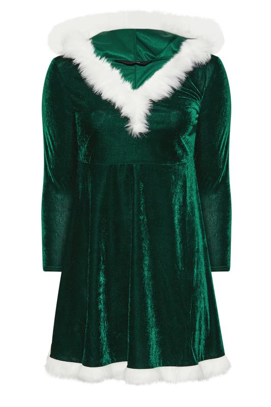 YOURS LONDON Plus Size Green Velvet Mrs Christmas Skater Dress | Yours Clothing 6
