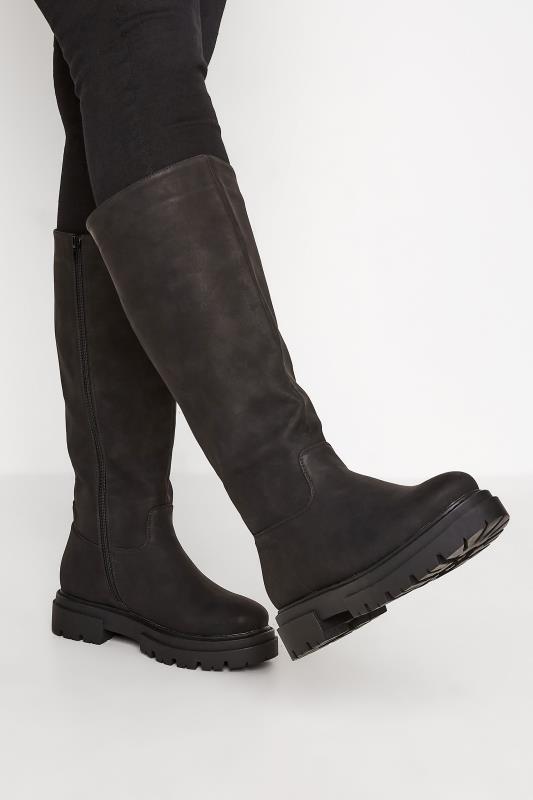 Plus Size  LIMITED COLLECTION Black Chunky Calf Boots In Wide E Fit & Extra Wide EEE Fit